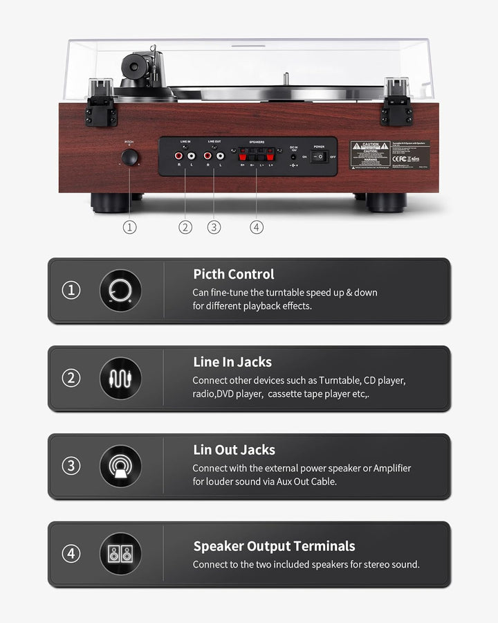 Angels Horn AH6 Turntable HiFi System - Premium Record Player with Speaker