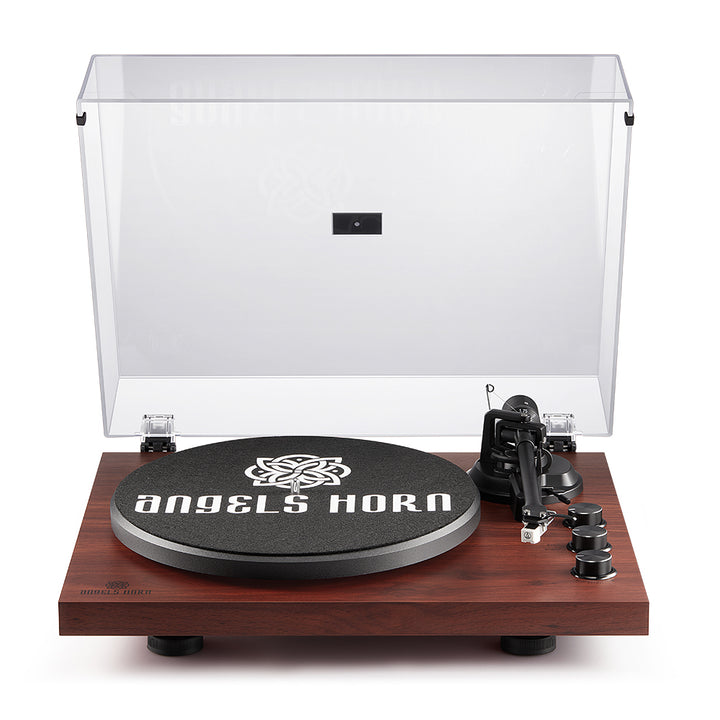 Angels Horn AH1 Wooden Turntable Bluetooth Vinyl Player with Speed Adjustment Knob