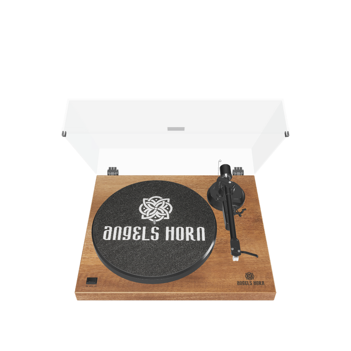 Angels Horn H002BT-OR Reproductor de vinilo Bluetooth con tocadiscos de madera vintage de calidad excepcional