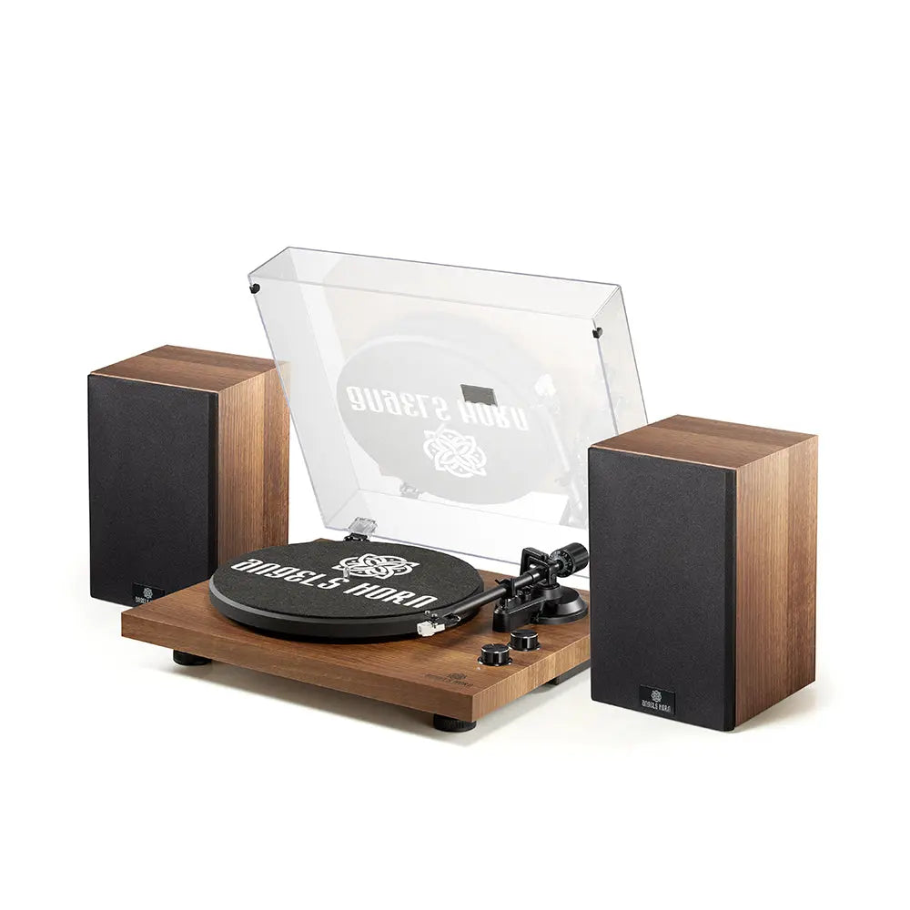 Angels Horn H00501 Hi-Fi Bluetooth Turntable with Stereo Bookshelf Speakers