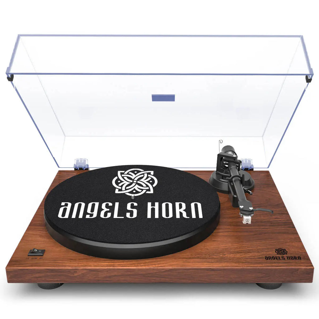ANGELS HORN H002-OR Record Player Vintage Vinyl Turntable (Walnut)
